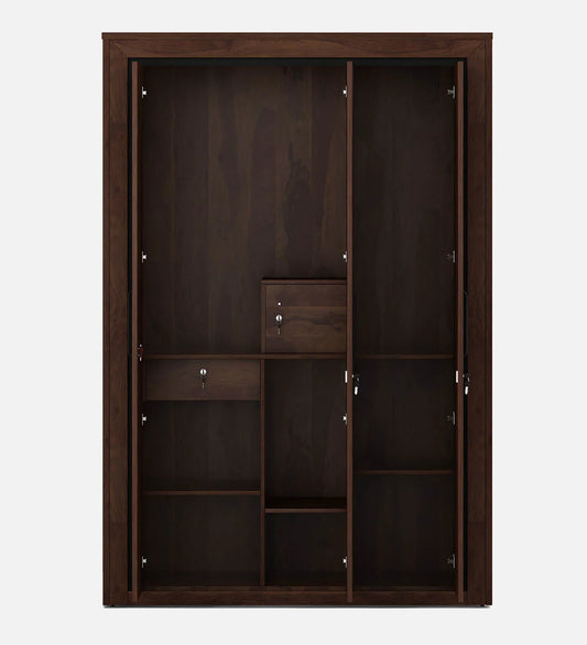 3 Door Wardrobe in Sheesham Finish with Drawer & Locker