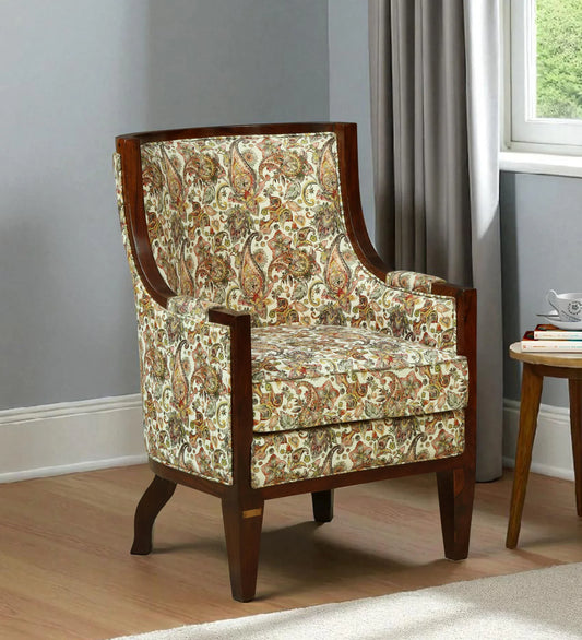 Sheesham Wood Accent Chair In Walnut Finish