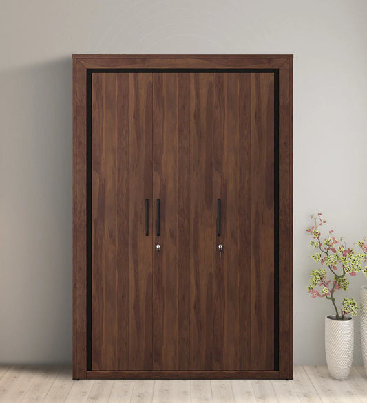 3 Door Wardrobe in Sheesham Finish with Drawer & Locker