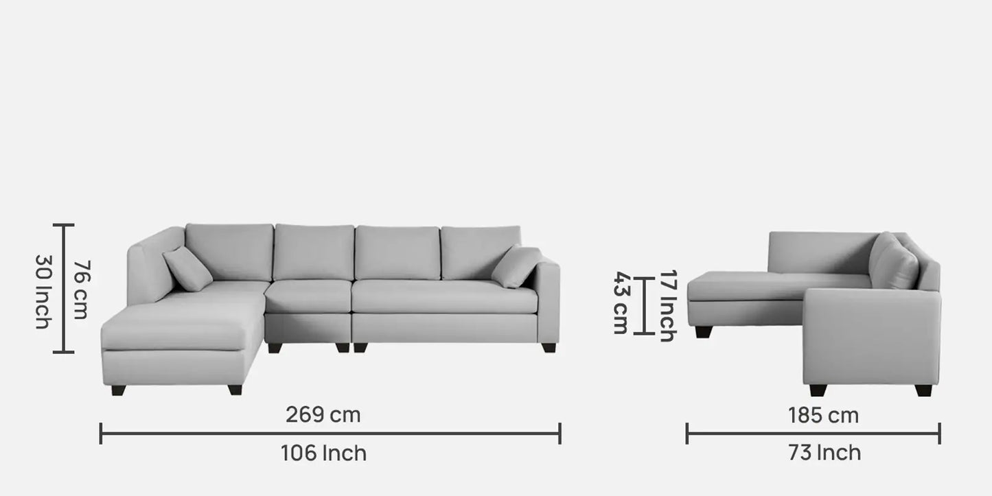 RHS Sectional Sofa (3+ Lounger) In Grey Colour
