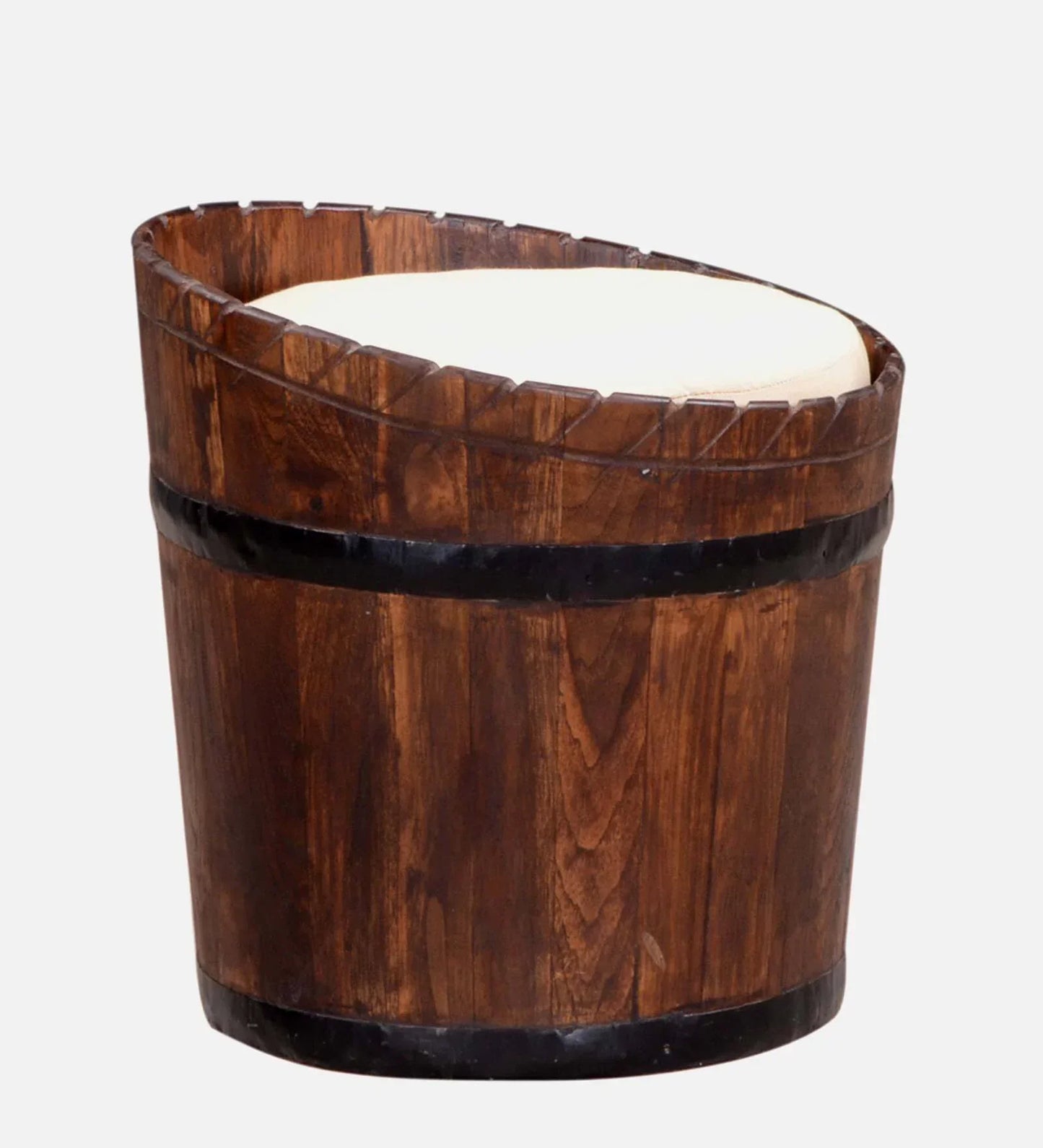 Wood Seating Stool In Scratch Resistant Brown Colour